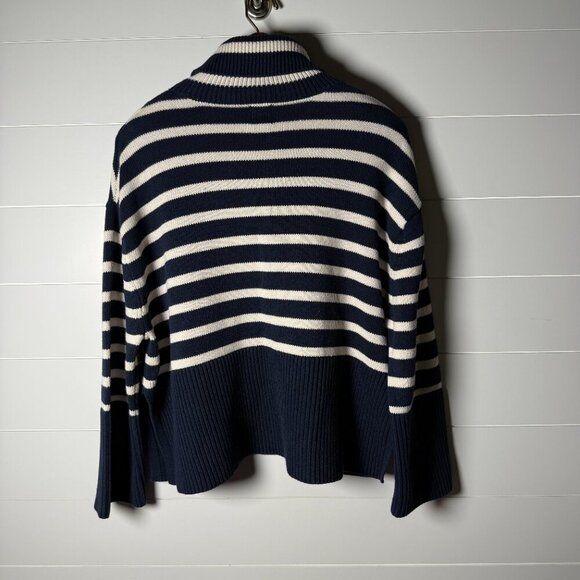 Gap Pullover Striped Navy and White Turtleneck Sweater Size Medium Nautical - Picture 5 of 13
